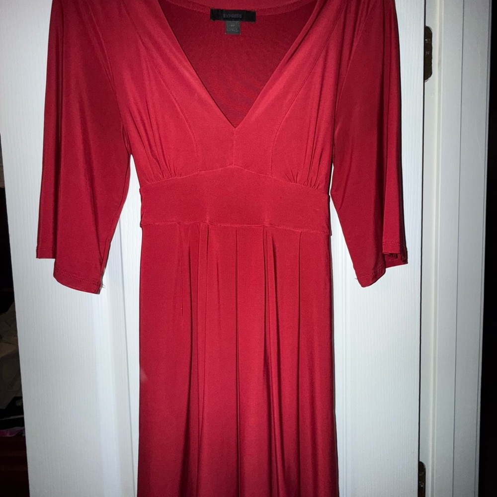 Express Red Pleated Wrap Sundress